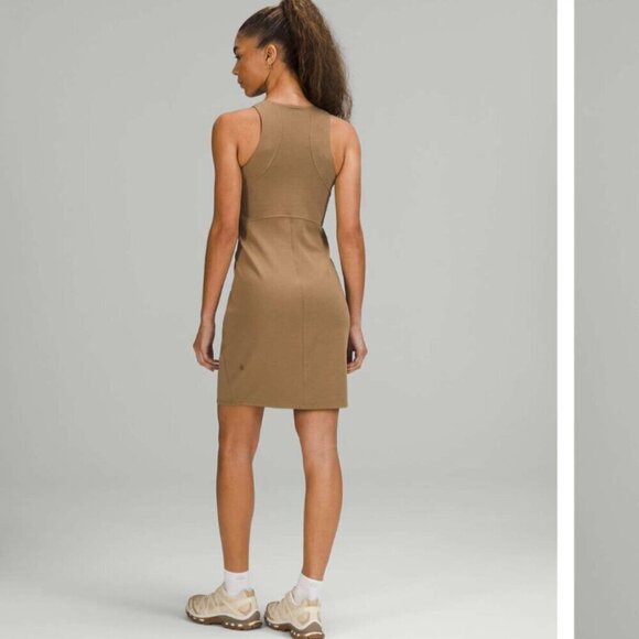 Lululemon Slim-Fit Above-Knee Dress Artifact Tan Size 6 - Picture 2 of 8